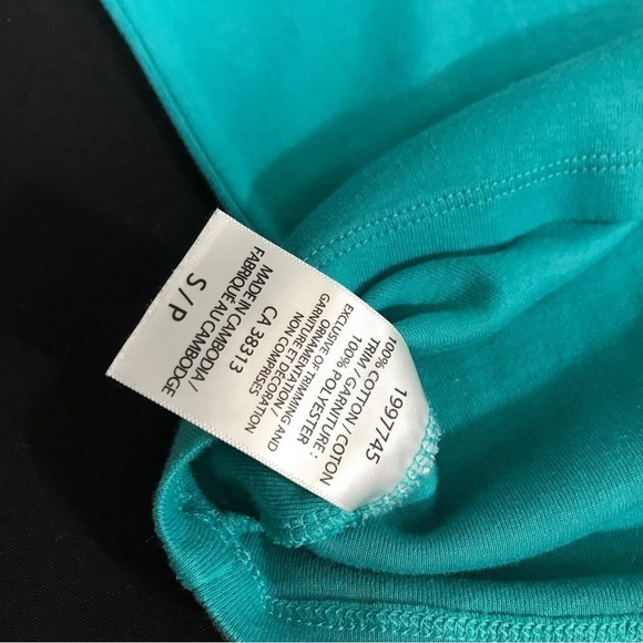 BLEU gray Sleeveless Crochet Decal Cotton Teal Shirt Small - Picture 3 of 4